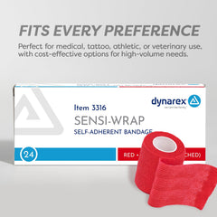 Vet care or tattoo settings benefit from fur-friendly, self-adhesive hold.
