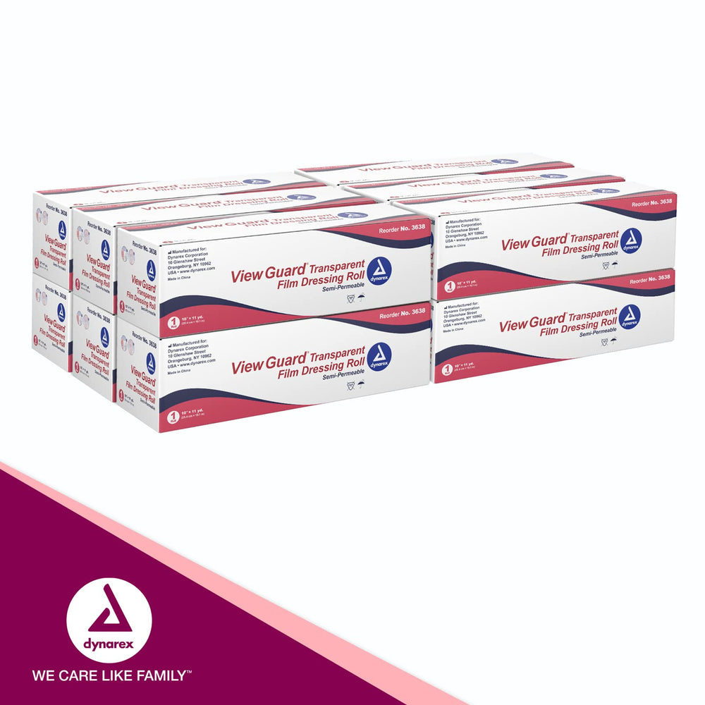 Dynarex View Guard transparent film dressing roll that conforms to body contours.