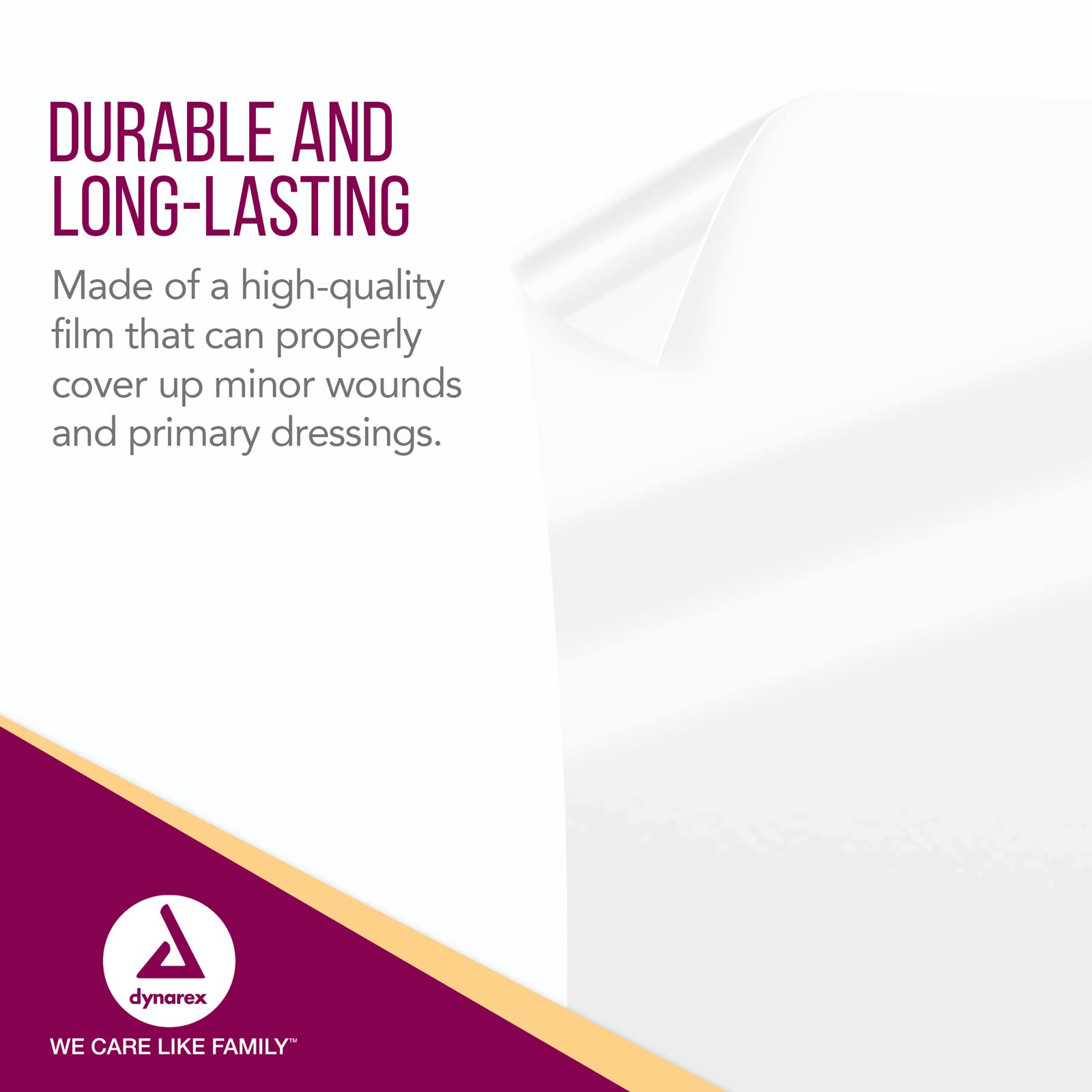 Dynarex View Guard dressing roll easily cuts to fit irregular shapes
