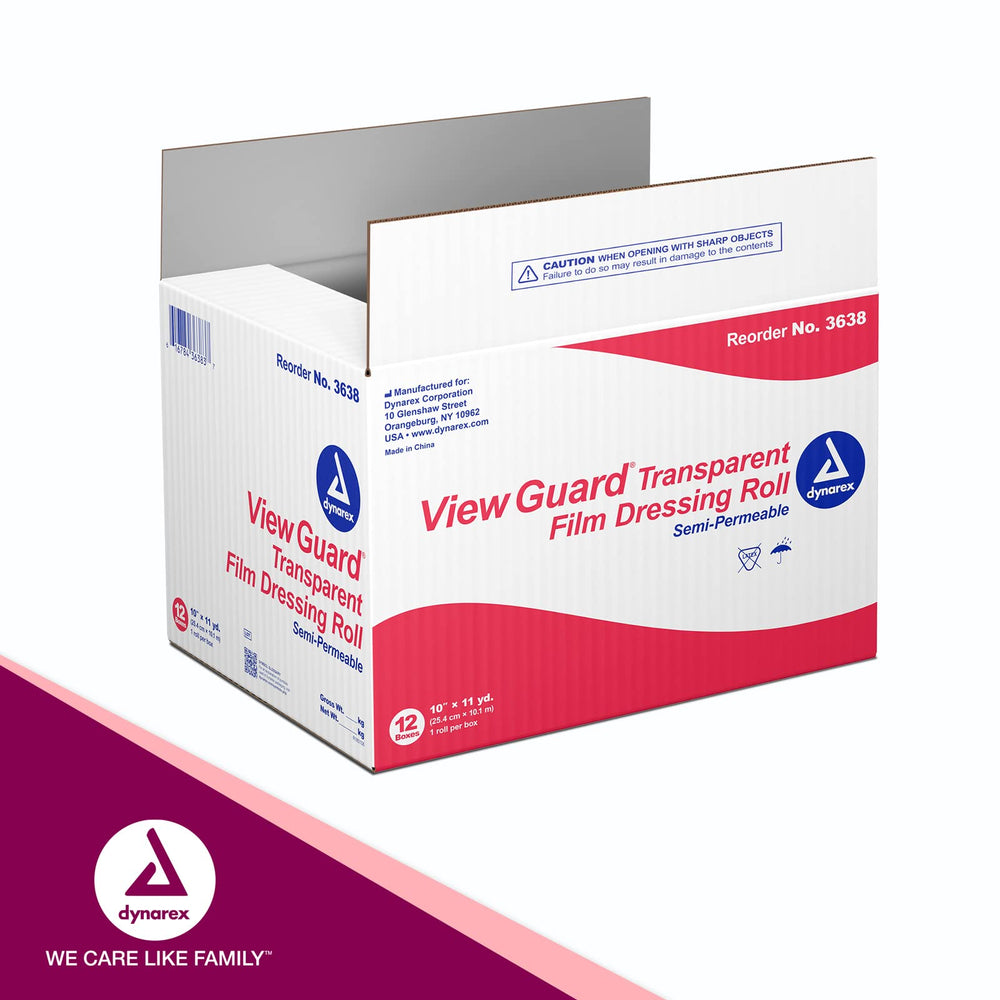 Dynarex View Guard transparent film roll creates a moisture barrier while keeping wound beds visible.