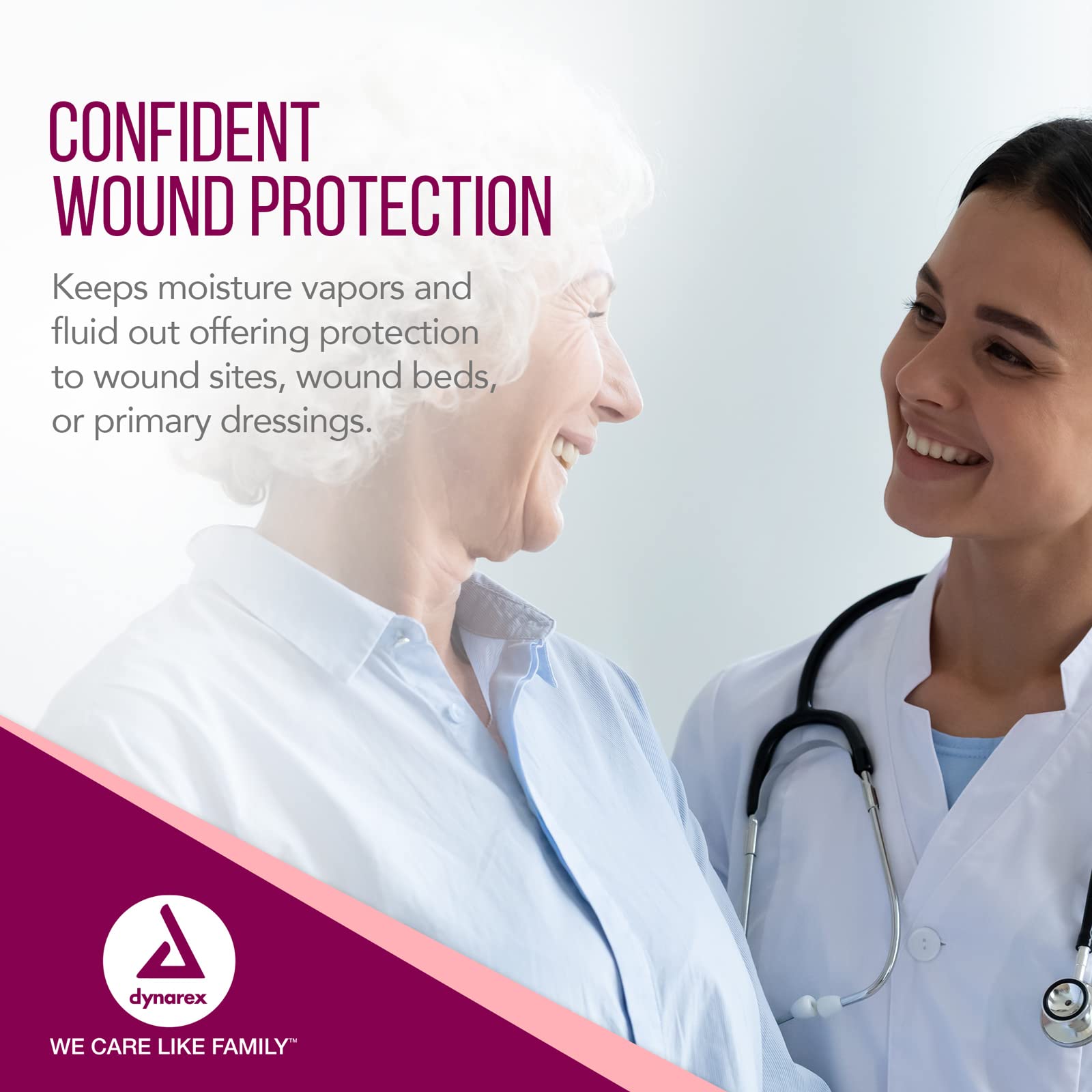 Dynarex View Guard 10-inch roll provides moisture barrier for wound sites.