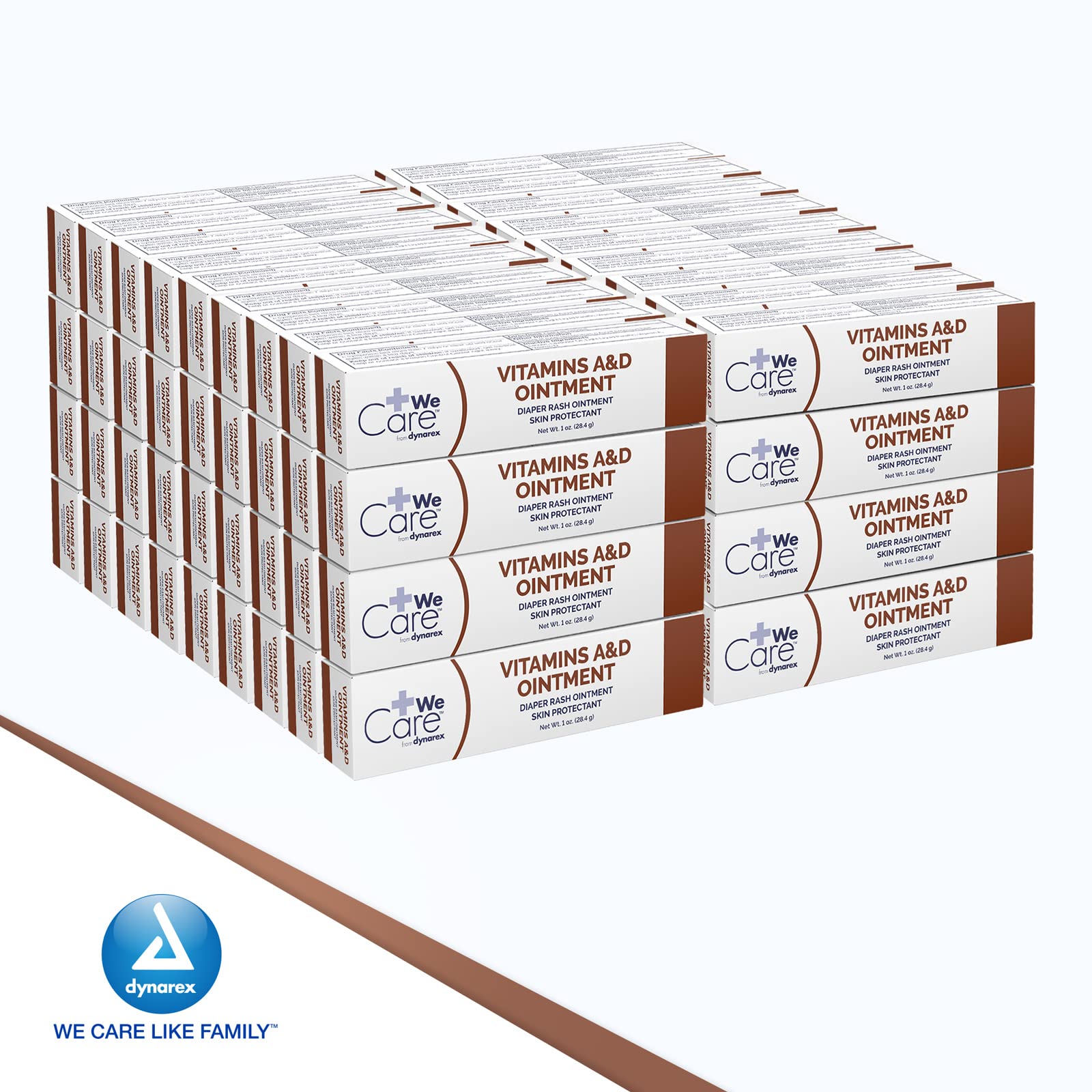 Case of 72 tubes of Dynarex Vitamin A&D Ointment ready for stocking.