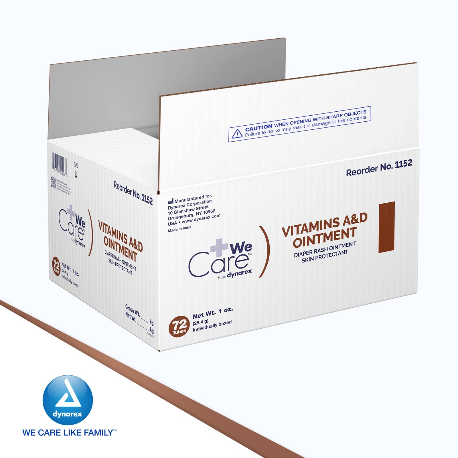 Diaper rash care with Dynarex Vitamin A&D Ointment on irritated skin.