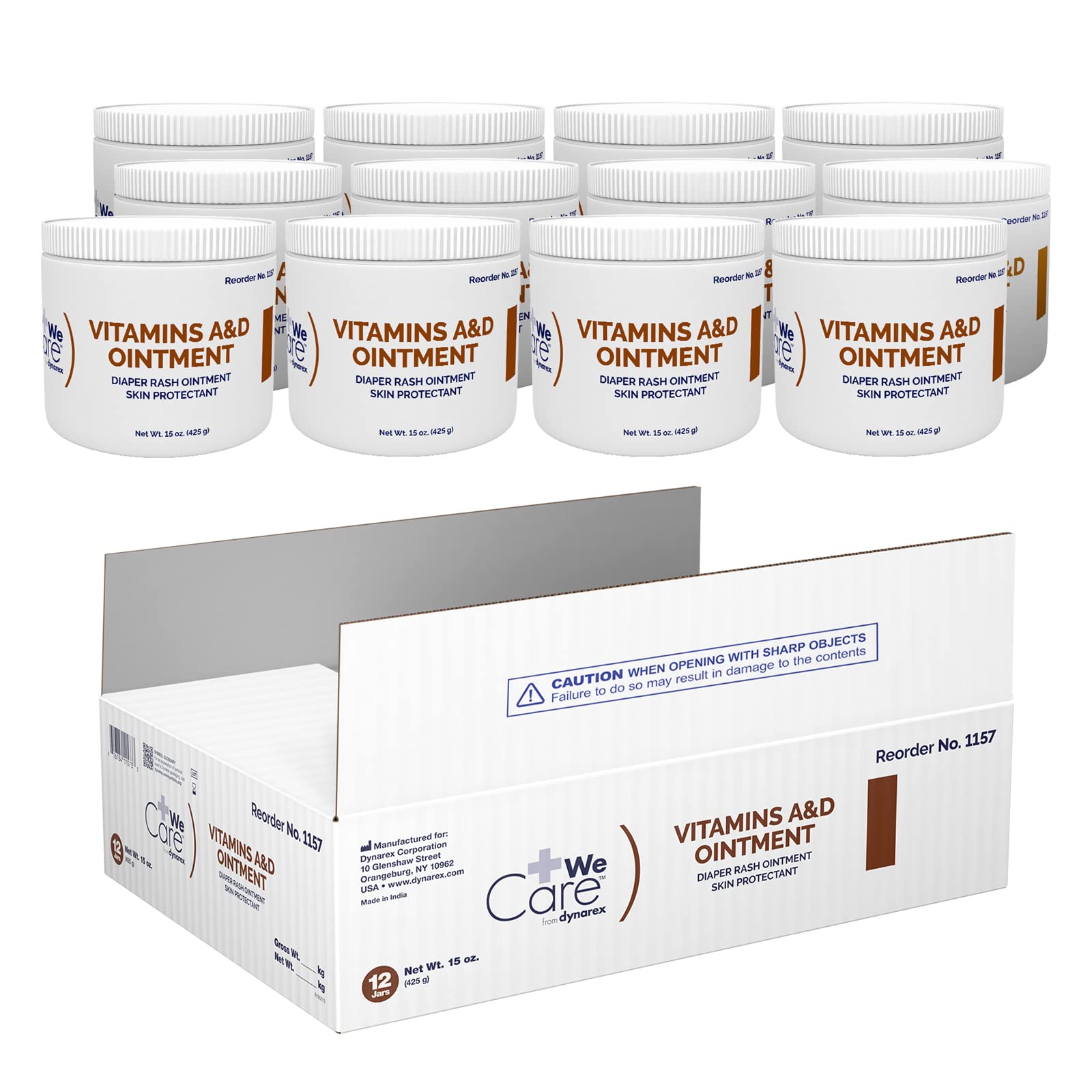 Dynarex Vitamins A and D Ointment jar moisturizes dry skin.