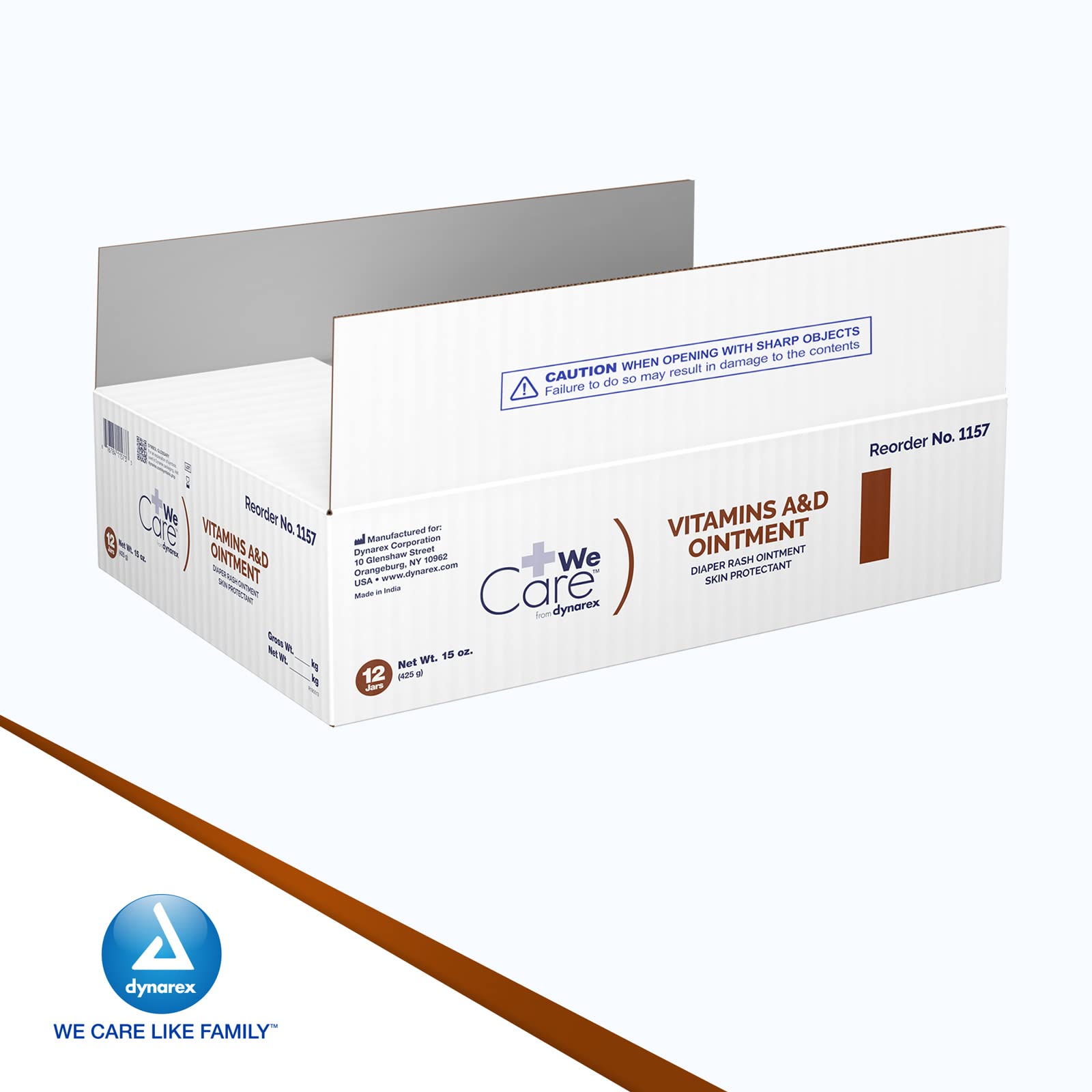 Gentle diaper area application with Dynarex Vitamins A and D Ointment.