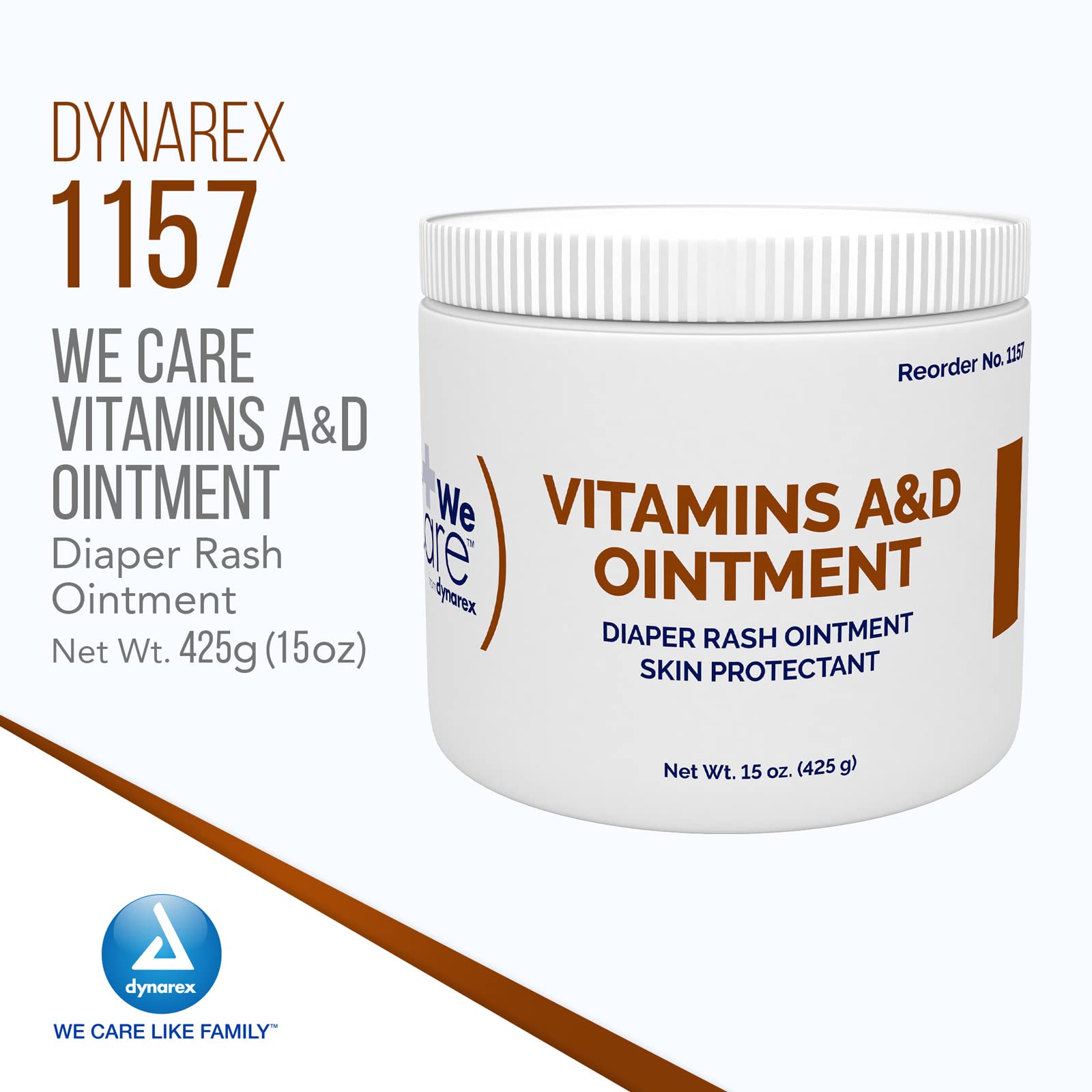 Dynarex Vitamins A and D Ointment tube for gentle diaper rash care.