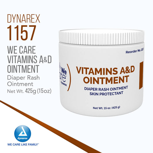 Dynarex Vitamins A and D Ointment tube for gentle diaper rash care.