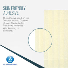 Dynarex wound closure strips arranged in a grid for versatile wound coverage.