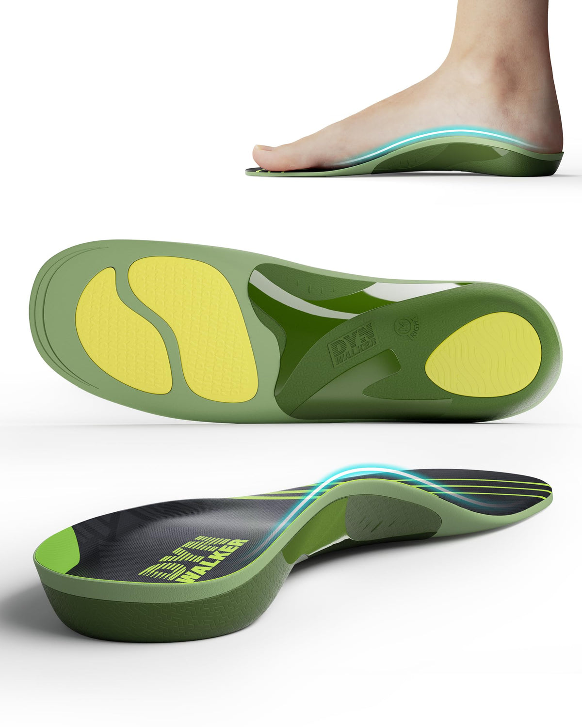DynWalker arch-support insole provides all-day stability and comfort.