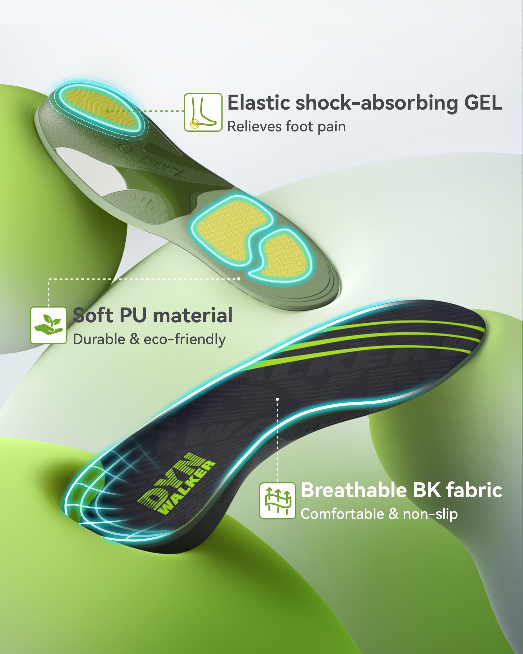 DynWalker forefoot-gel-cushions absorb impact for comfortable steps