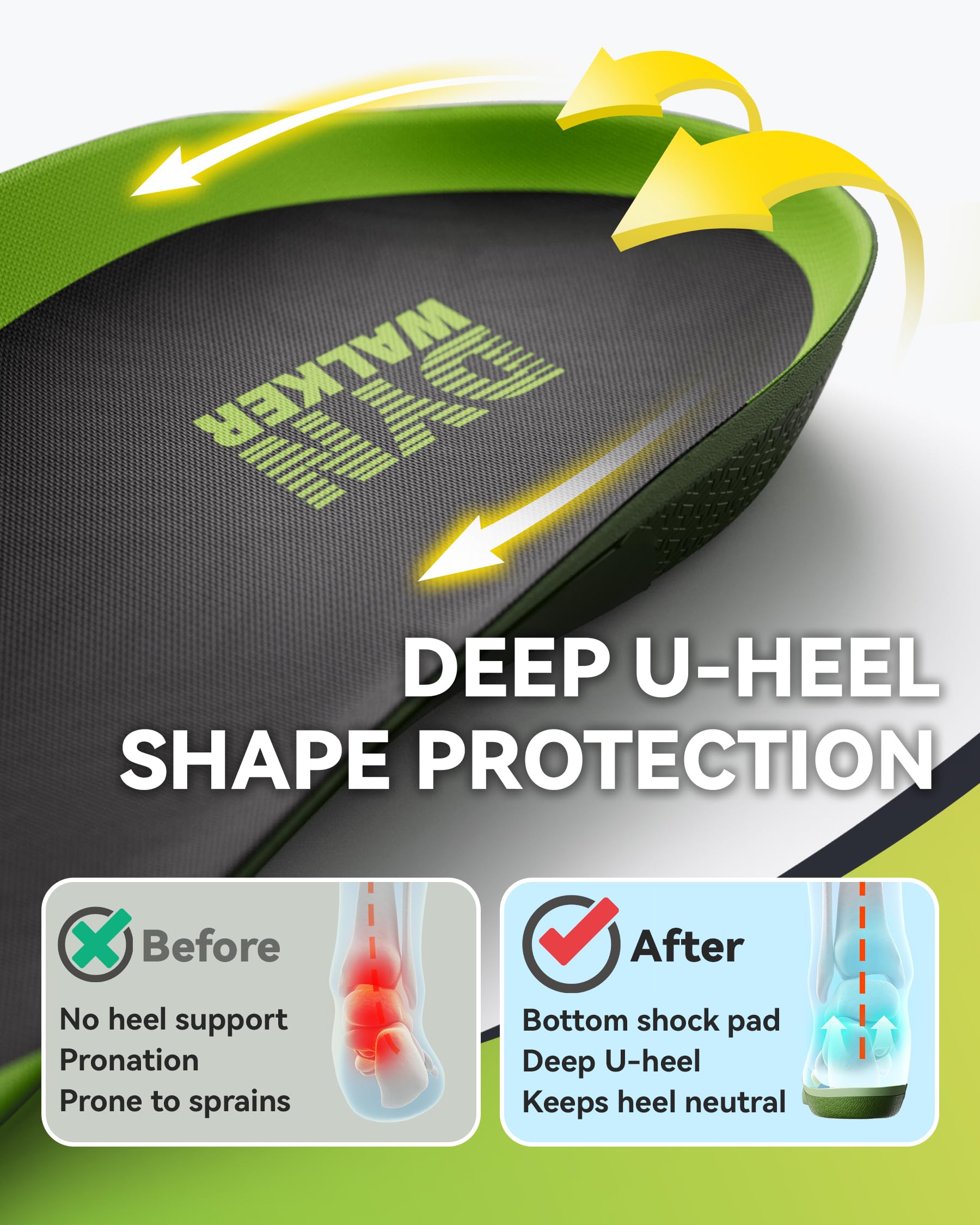 DynWalker gel pads cushion forefoot and rearfoot to absorb shocks.