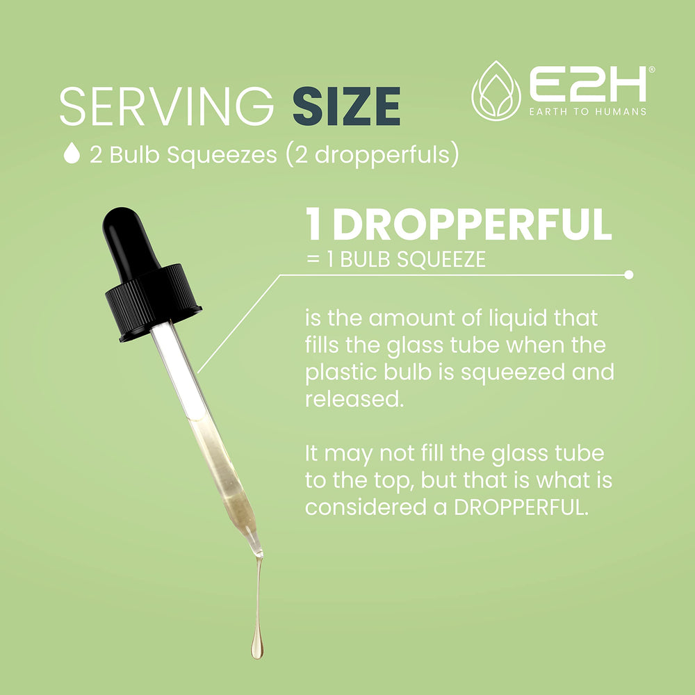 USA-made badge on E2H Ashwagandha Liquid Drops bottle.