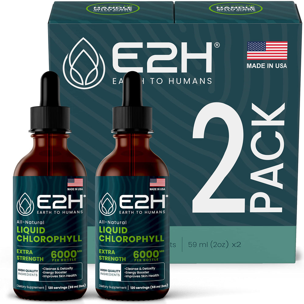 E2H Chlorophyll Drops bottle-pour for easy daily energy support.