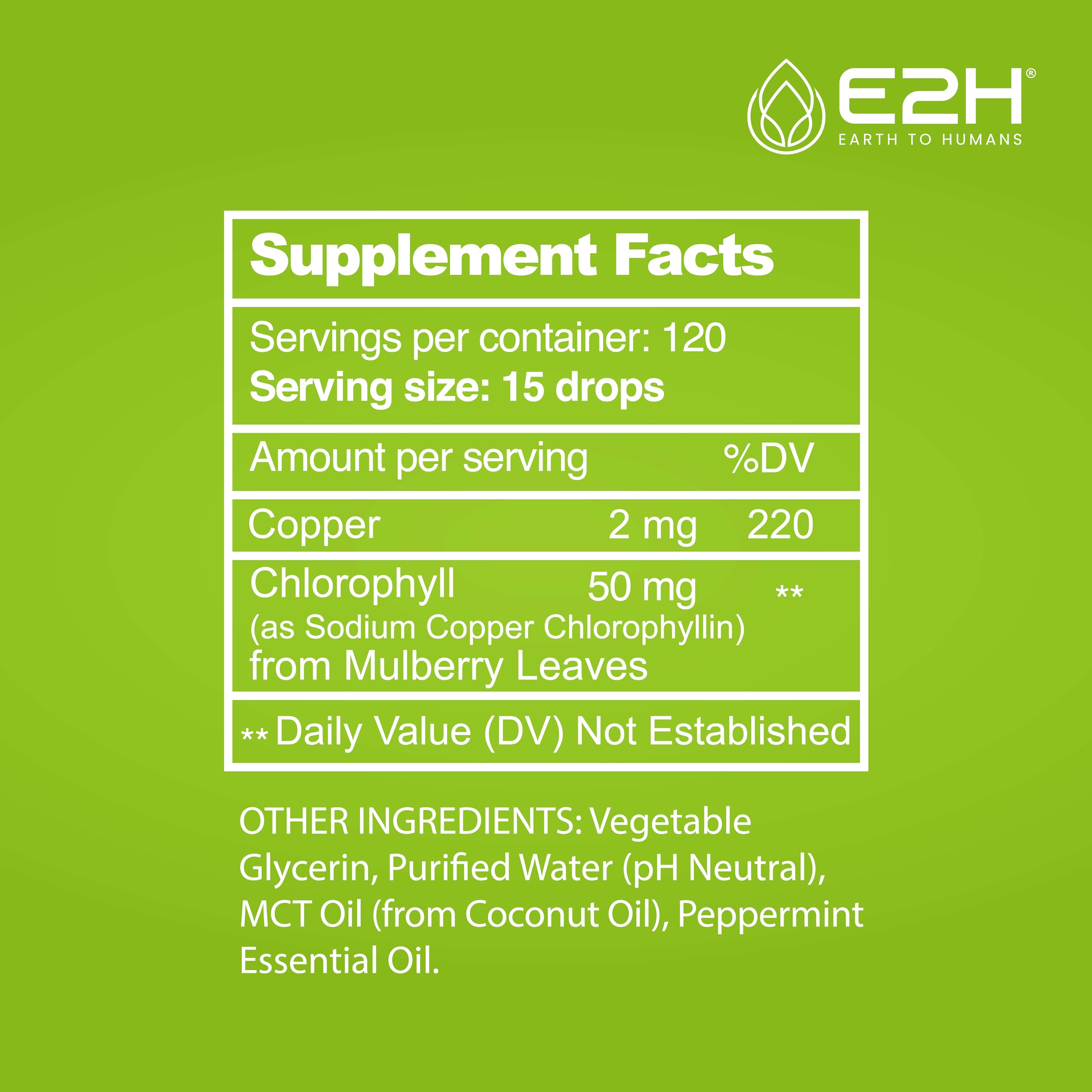 E2H Chlorophyll drops with yogurt or smoothies for digestion support.