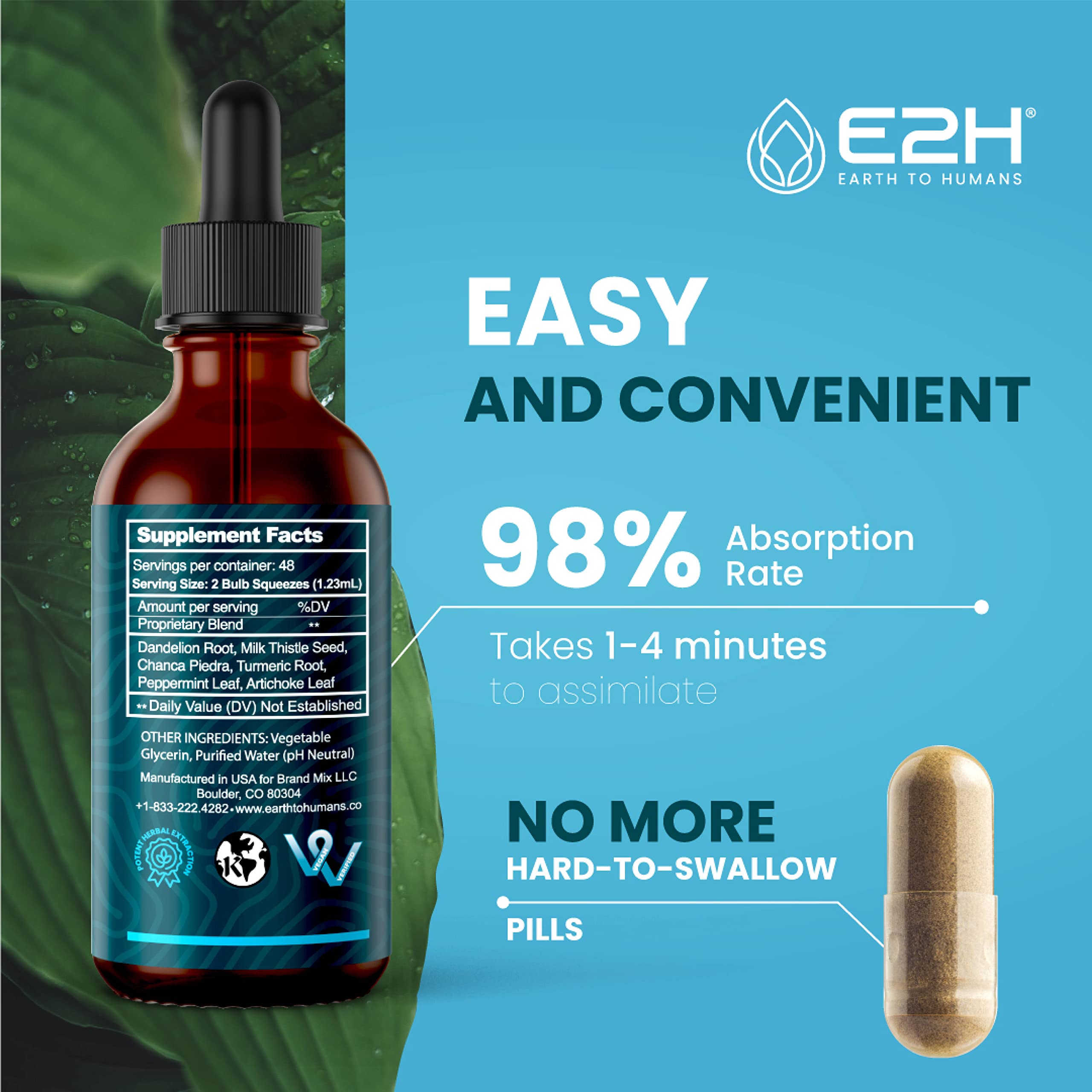 E2H Liver Cleanse Milk Thistle ingredient closeup for liver support.