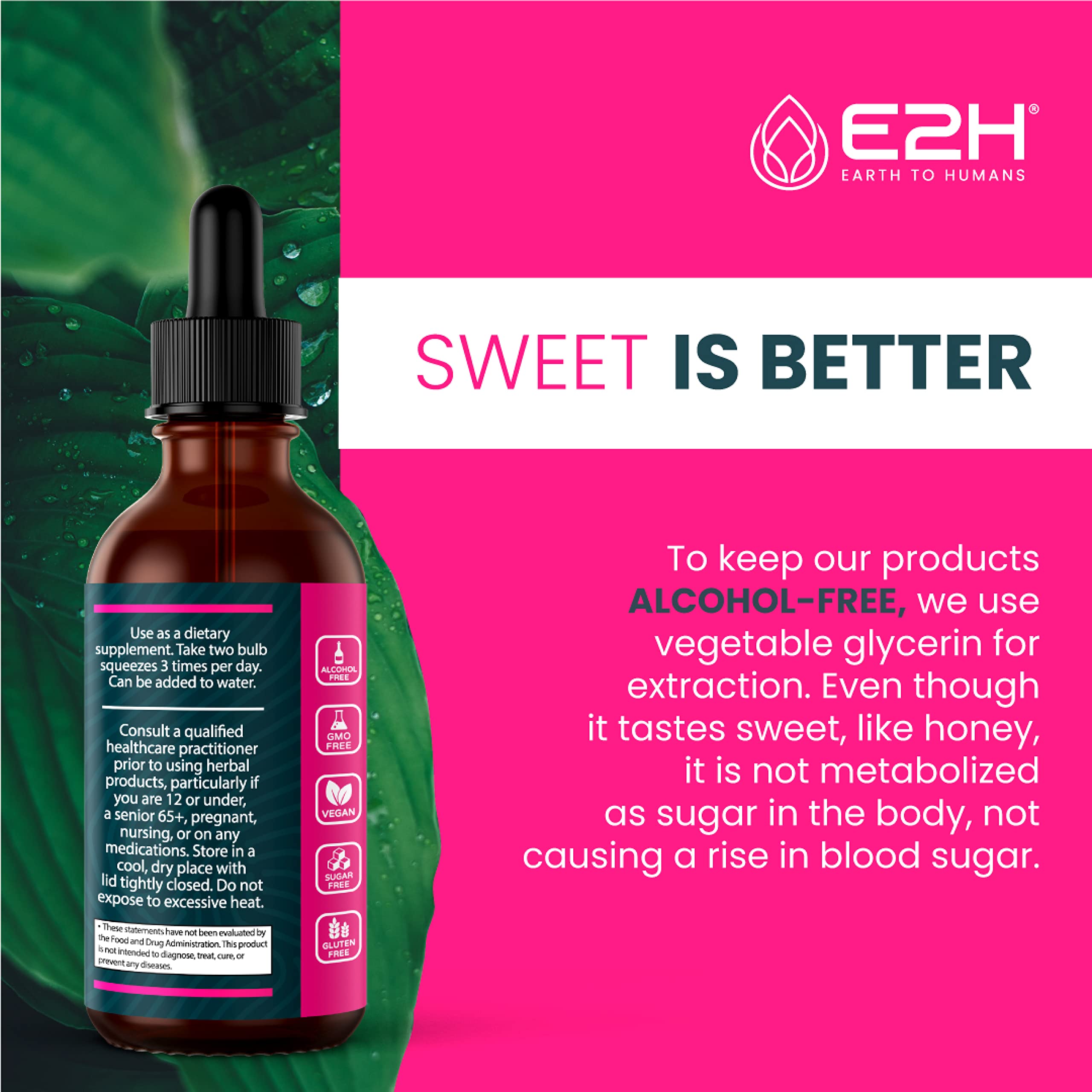 E2H bottle with glass of water for easy mixing