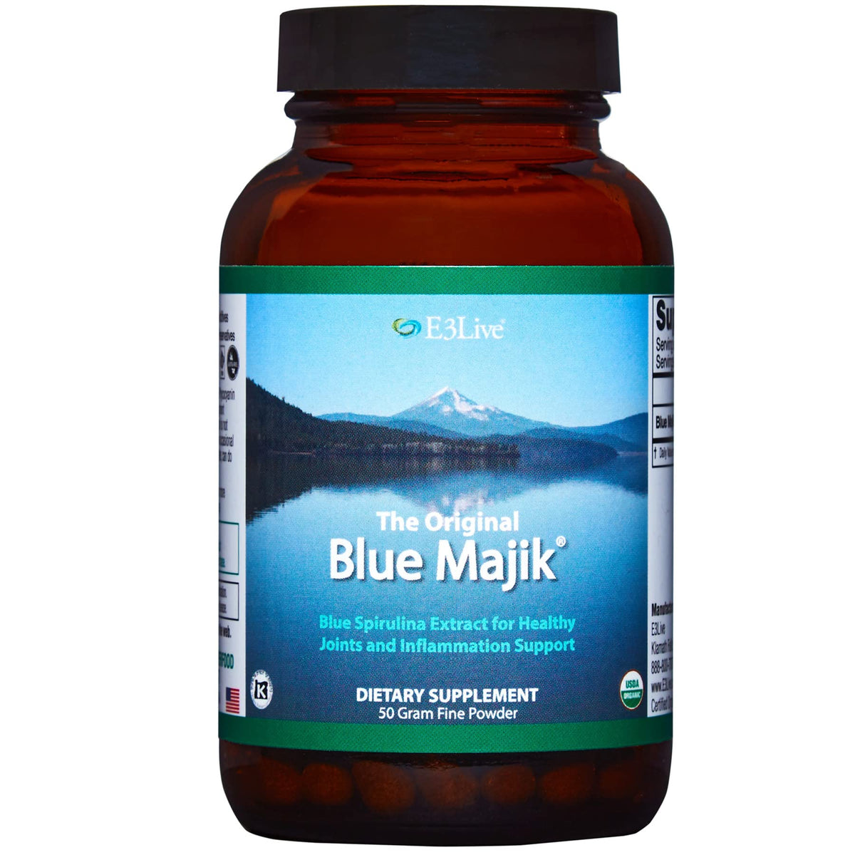 E3LIVE Blue Majik bottle pour adds vibrant color to smoothies.