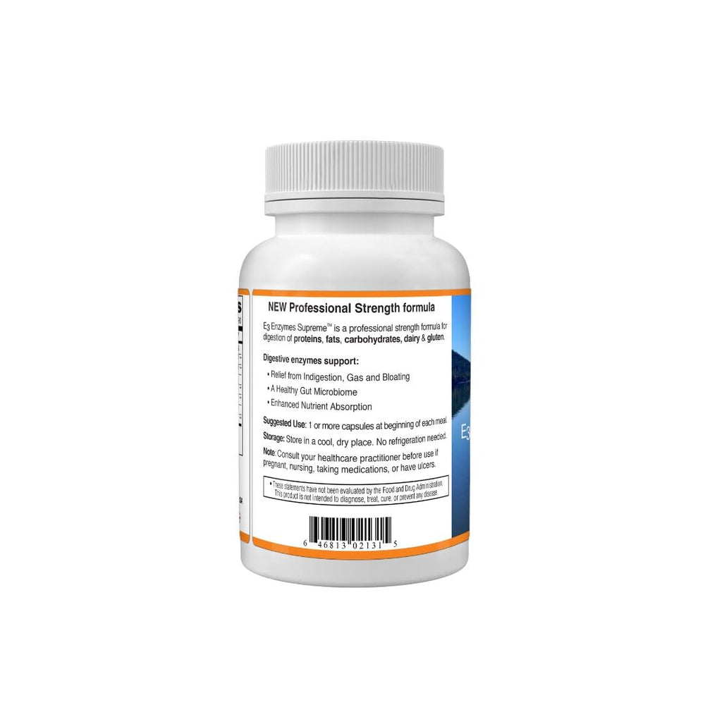 E3LIVE E3 Enzymes bottle showcased for gluten and dairy digestion support