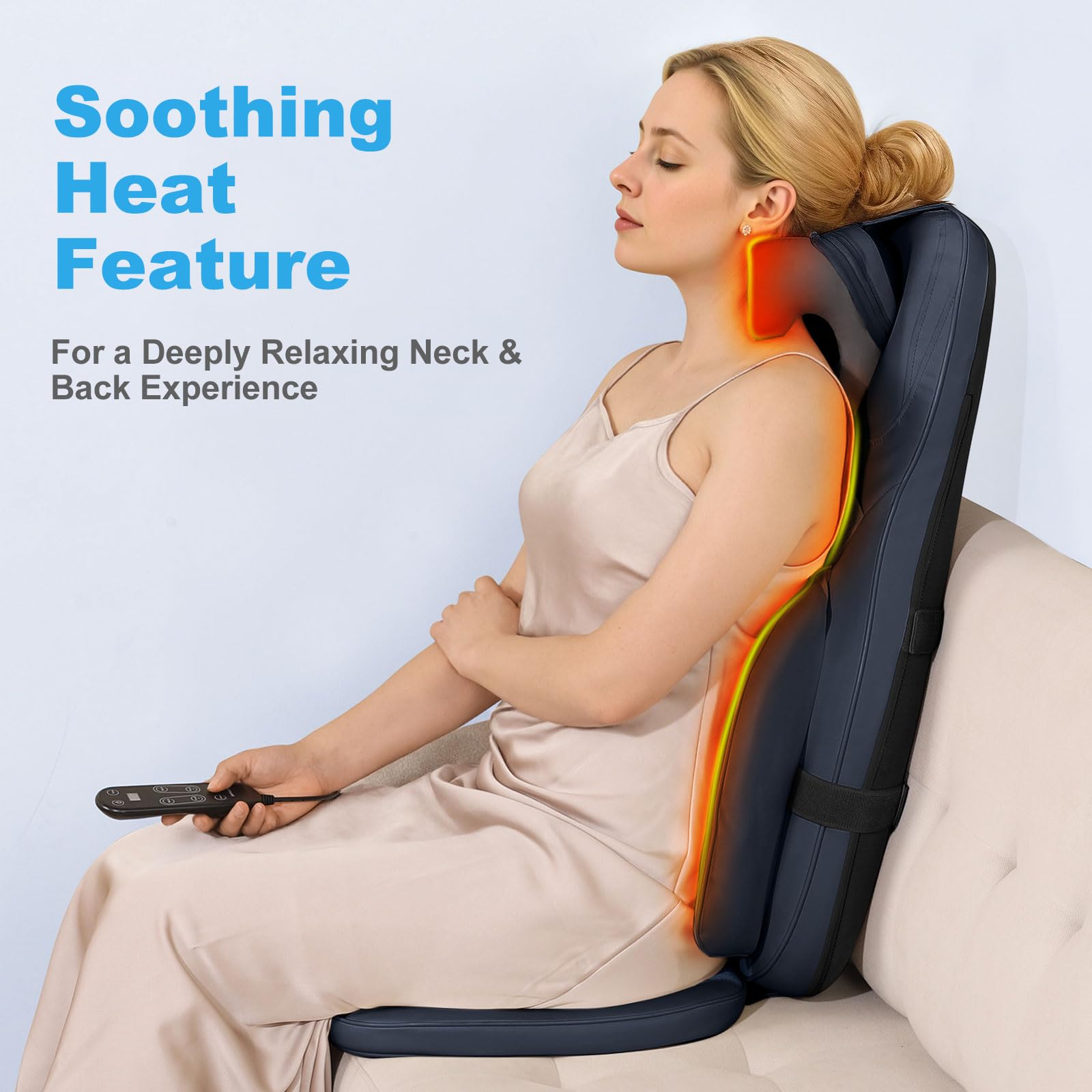Eagye Shiatsu adjustable straps secure the massager to most chairs.