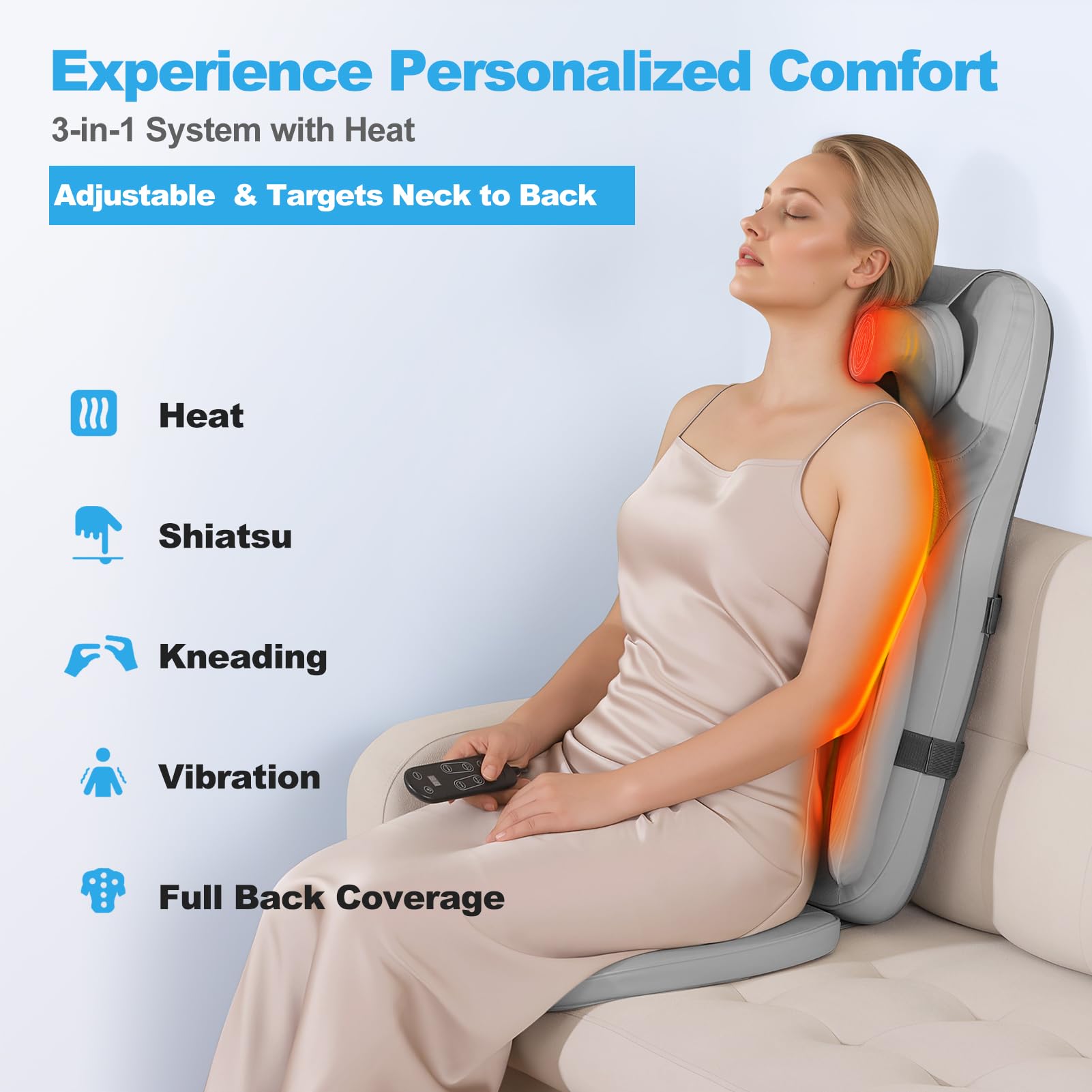 Eagye Shiatsu heat levels for deeper relaxation after long days.