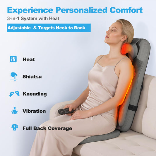 Eagye Shiatsu massager heat levels provide soothing warmth after work.