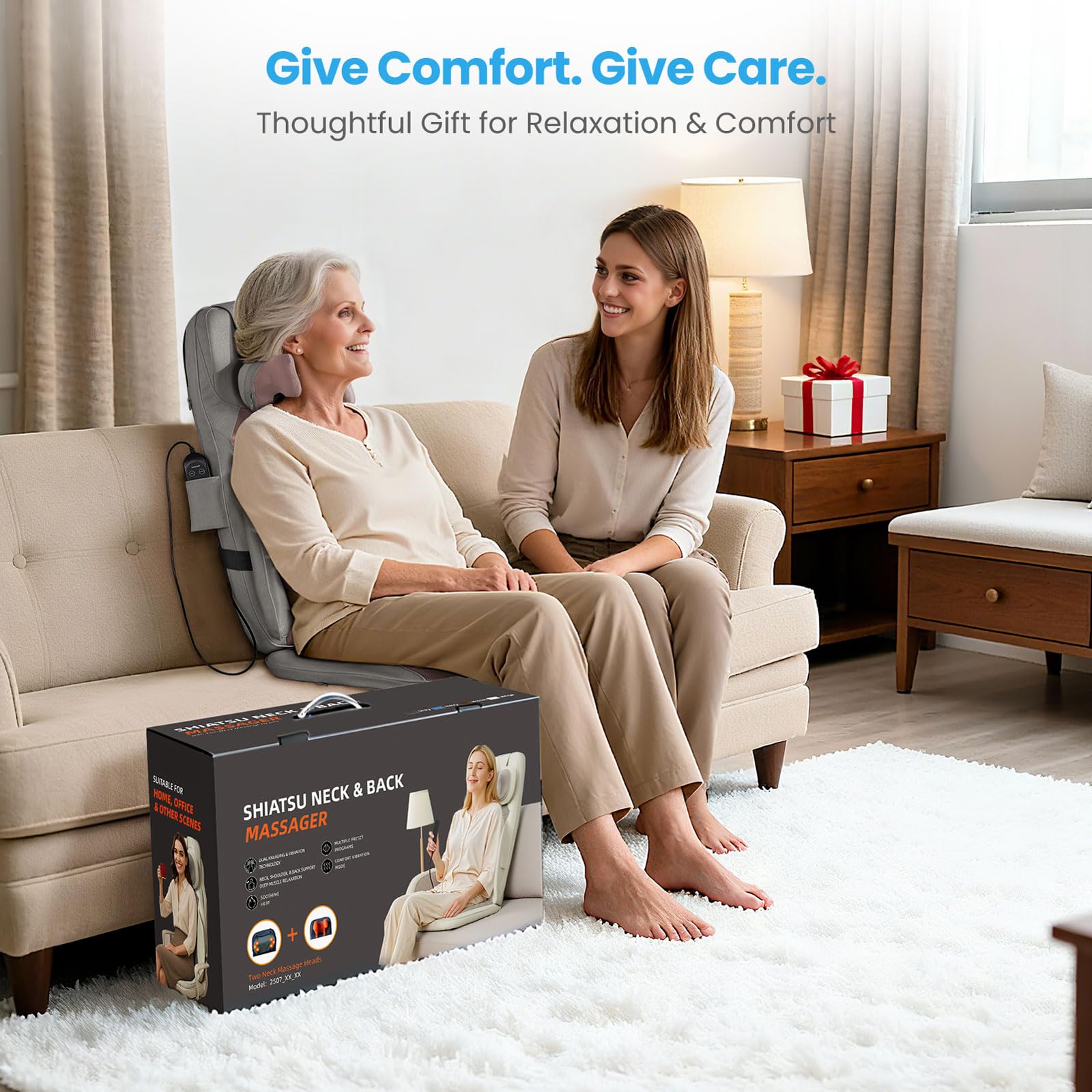 Eagye Shiatsu massager on an office chair offers desk-side relief at home.