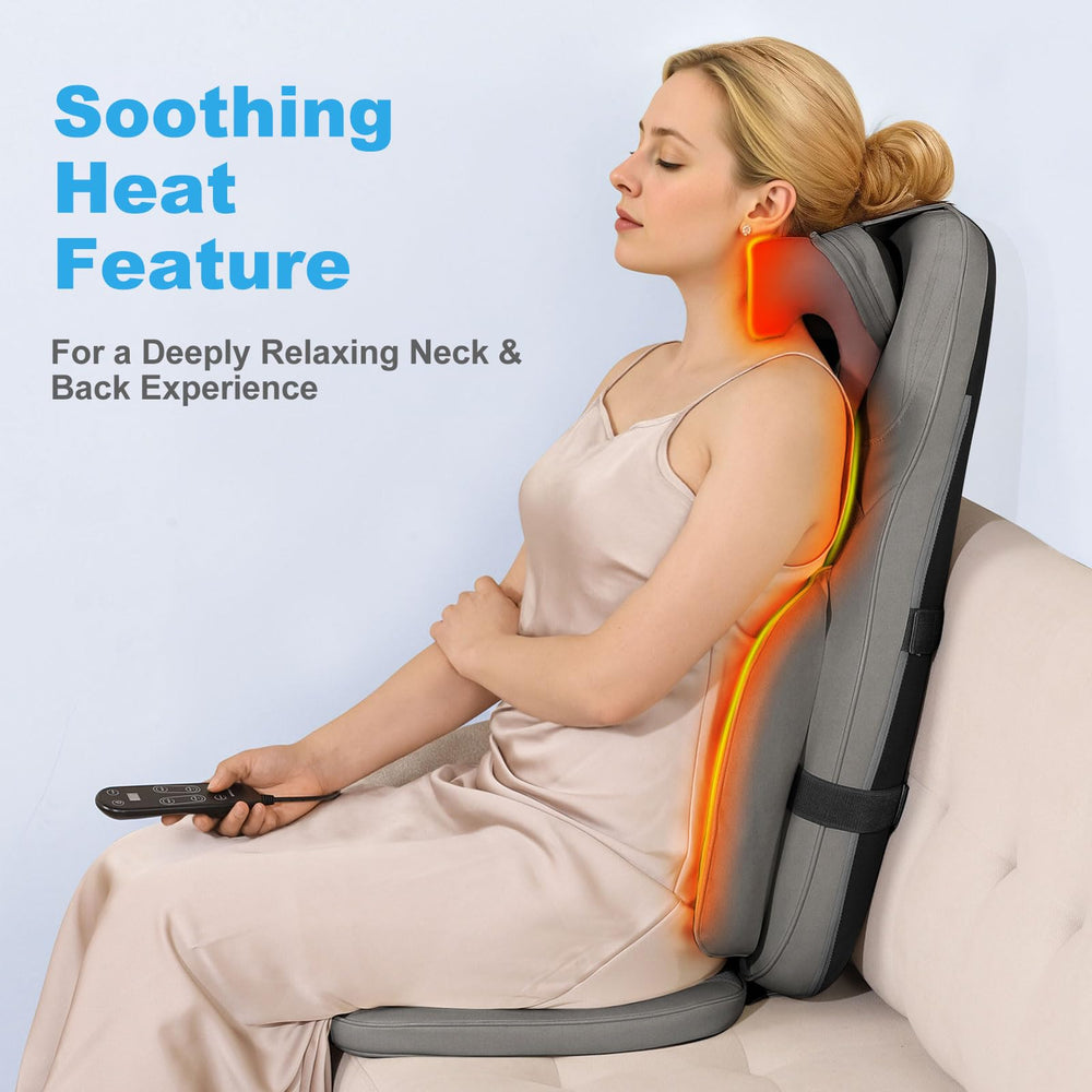 Eagye Shiatsu massager straps attach securely to chairs for universal fit.