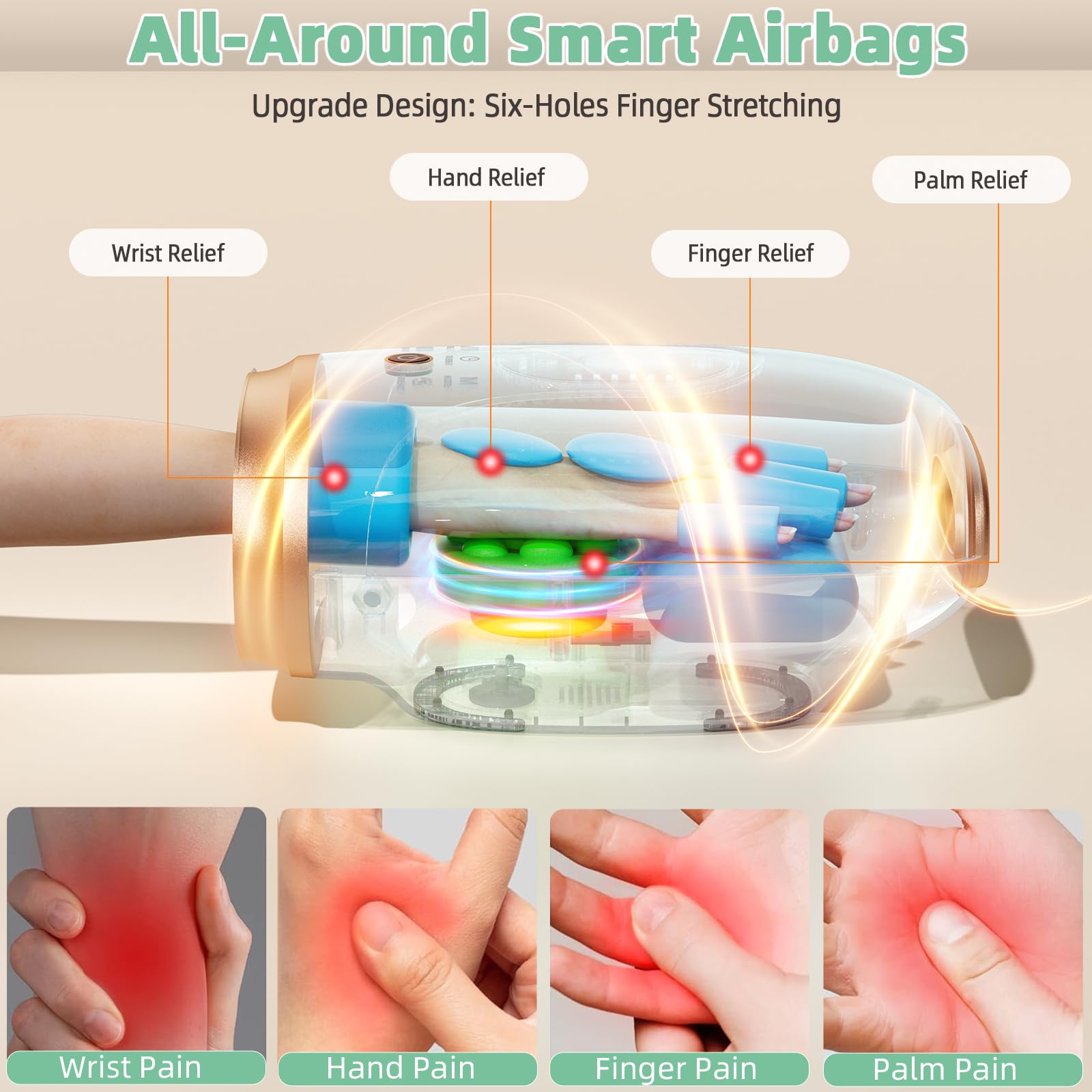 Ealken Hand Massager five finger separation highlights ergonomic palm coverage for full finger relief