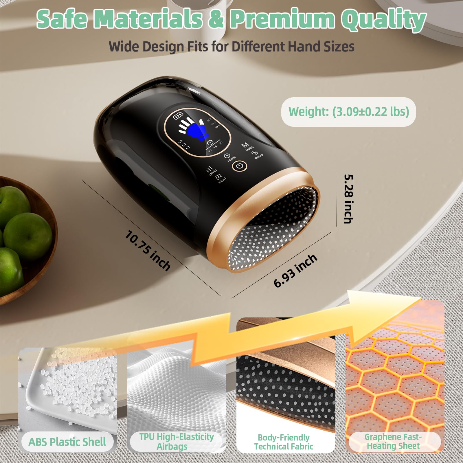 Ealken Hand Massager dual heat settings offer warmth to relax joints