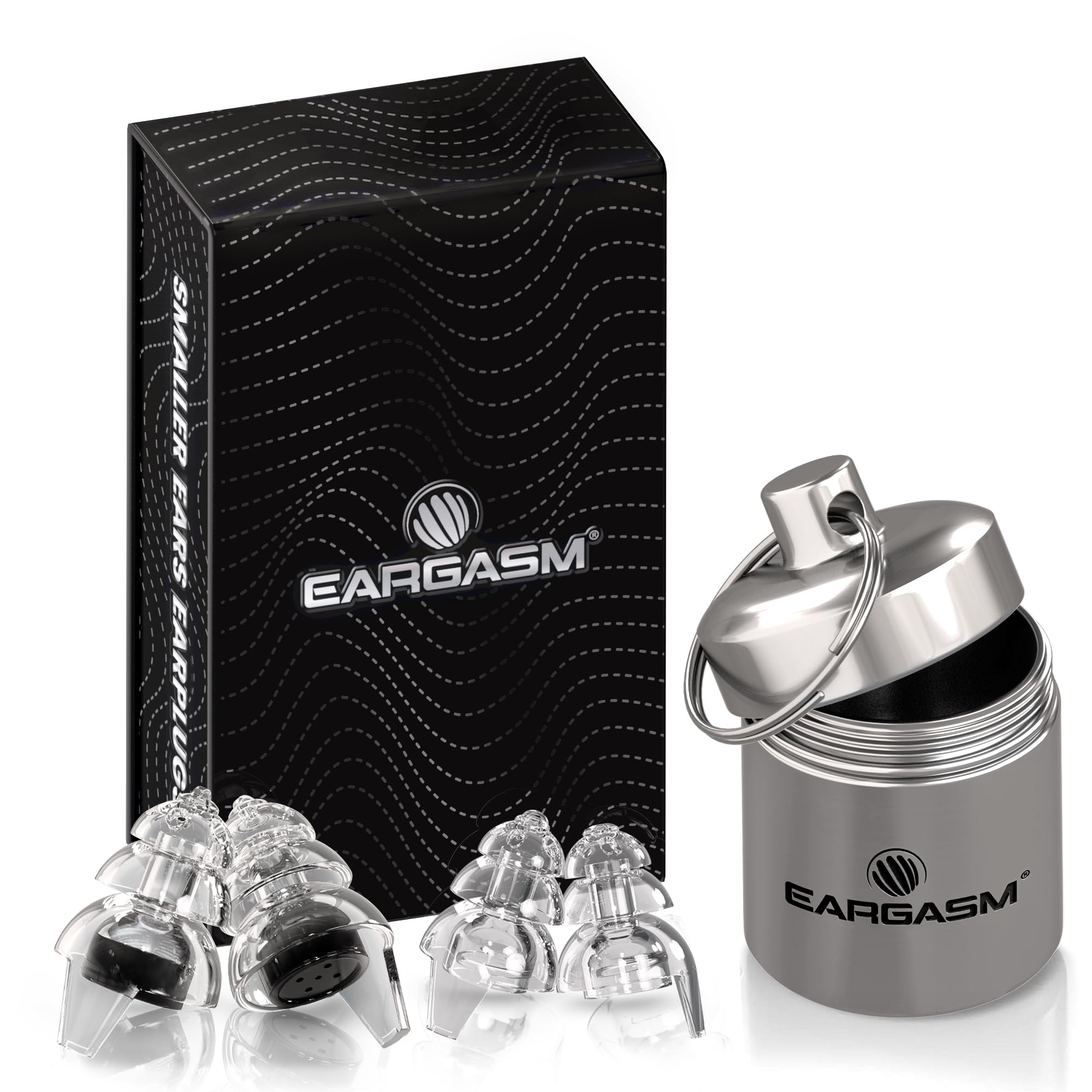 Eargasm small-tip pack with hypoallergenic silicone tips for comfortable fit in tight canals