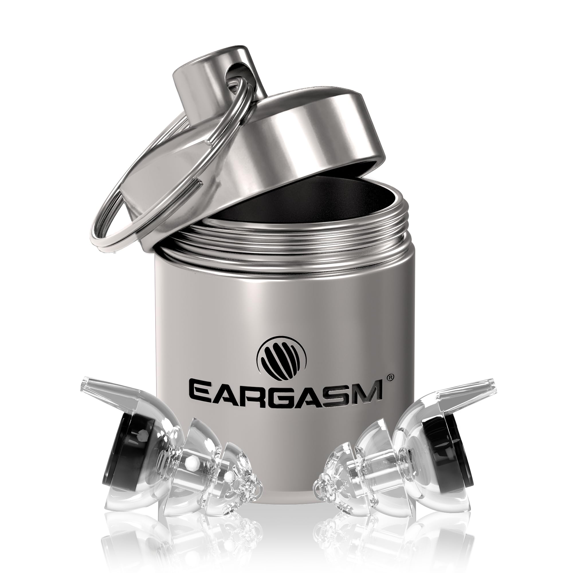 Eargasm Smaller Ears earplugs close-up showing balance design for clear sound at loud venues