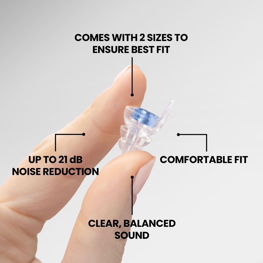 Eargasm Smaller Ears Earplugs ideal for concerts, preserving sound clarity at lower volume.
