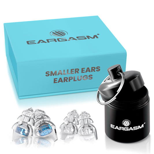 Eargasm Smaller Ears Earplugs with hypoallergenic silicone shells for comfortable wear.
