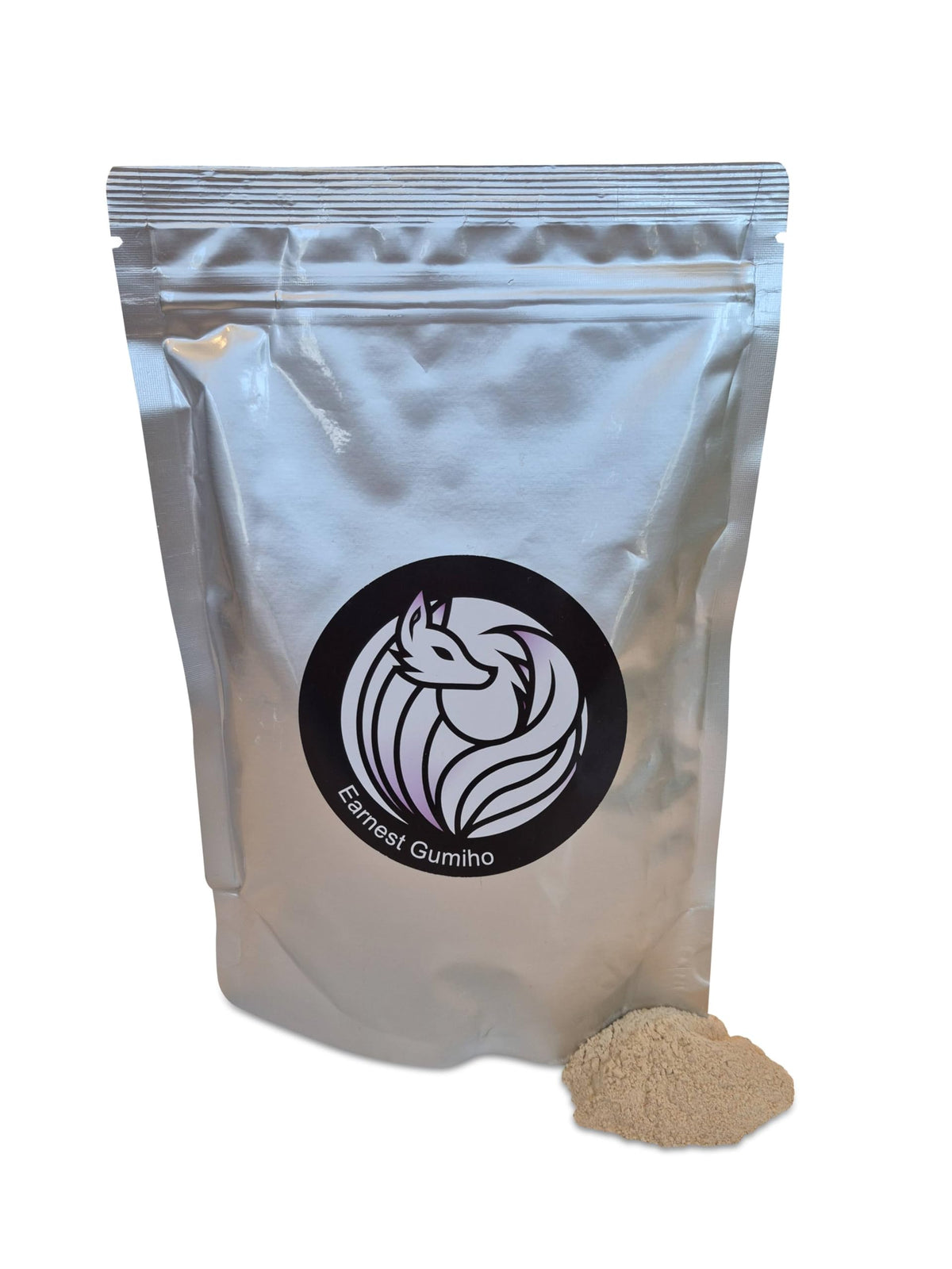 Earnest Gumiho ginseng powder jar close-up for rich latte flavor.