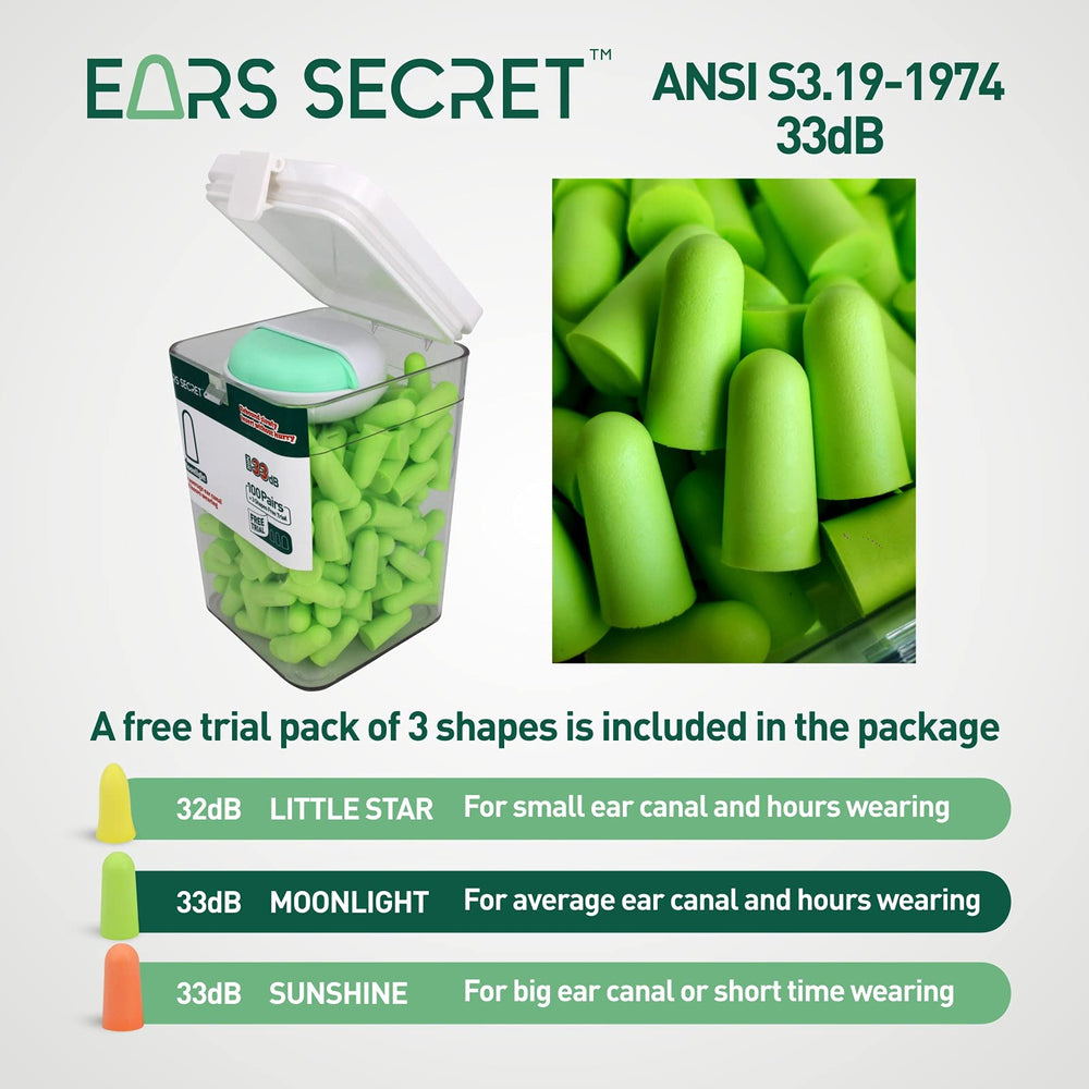 EARS SECRET Moonlight mid-size plugs fit average ear canals comfortably.