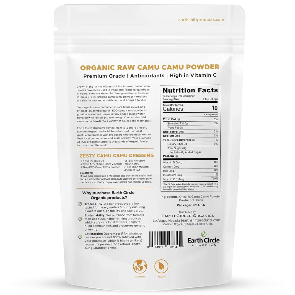 Earth Circle Organics Camu Camu powder scoop for shakes and smoothies
