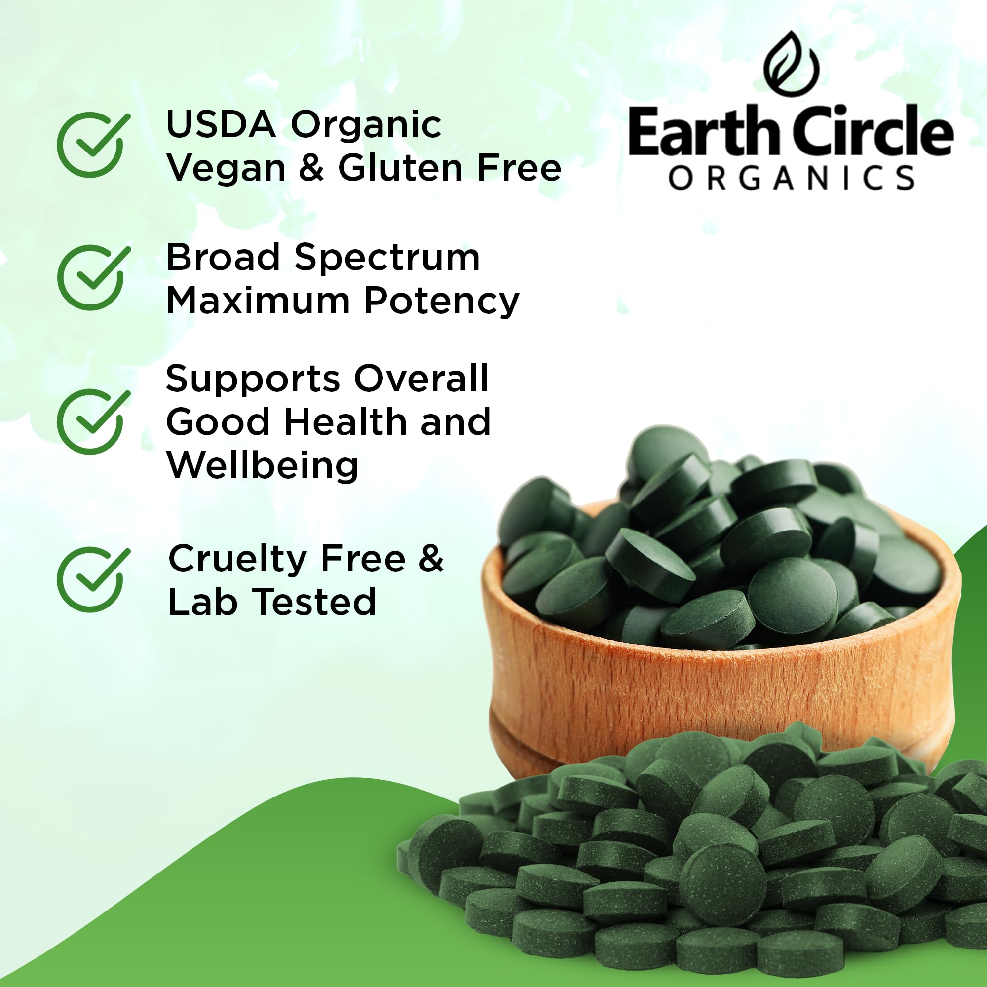 Earth Circle Organics tablets closeup showing uniform discs for easy use