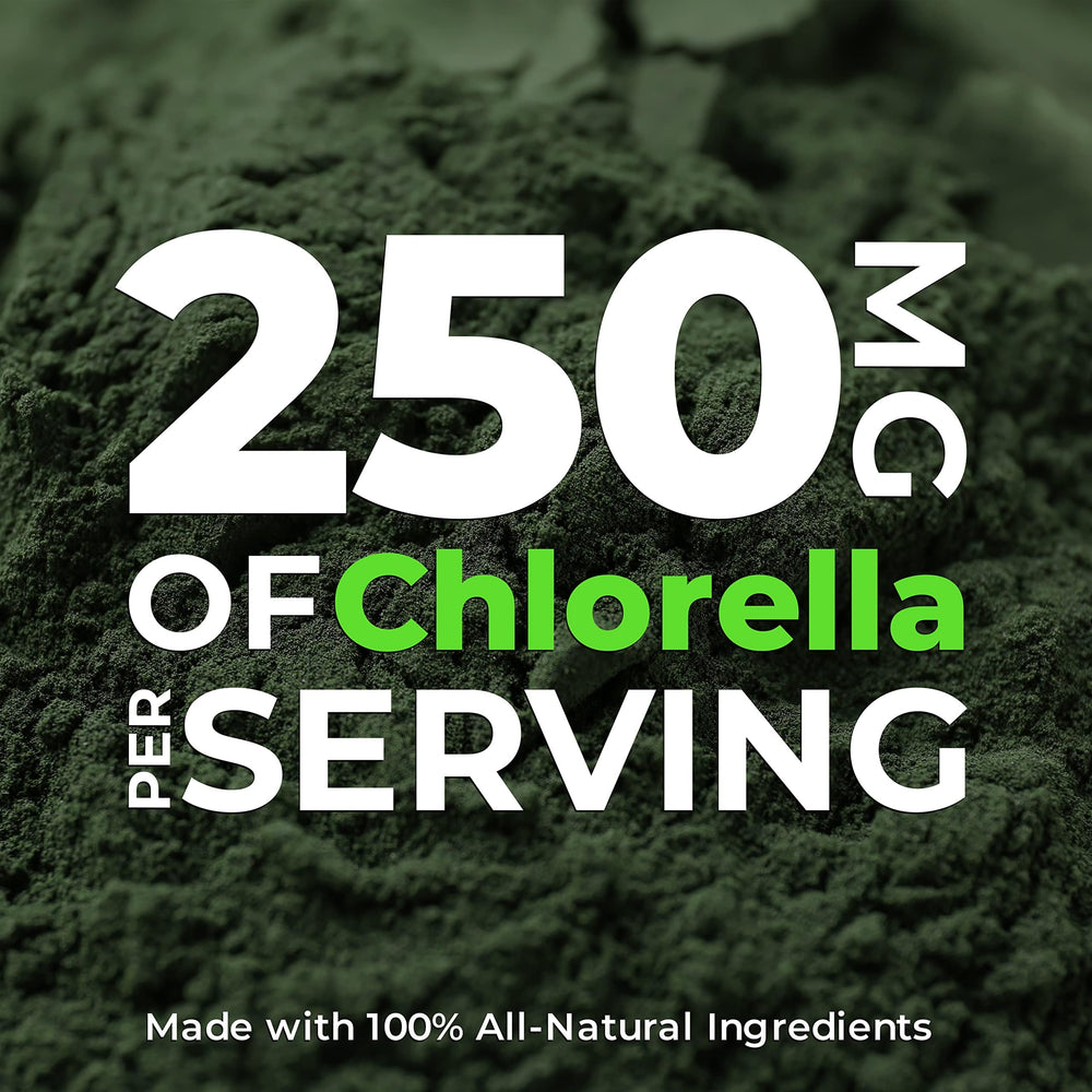 Earth Circle Organics chlorella tablets nutrition facts image communicates protein and iron support.