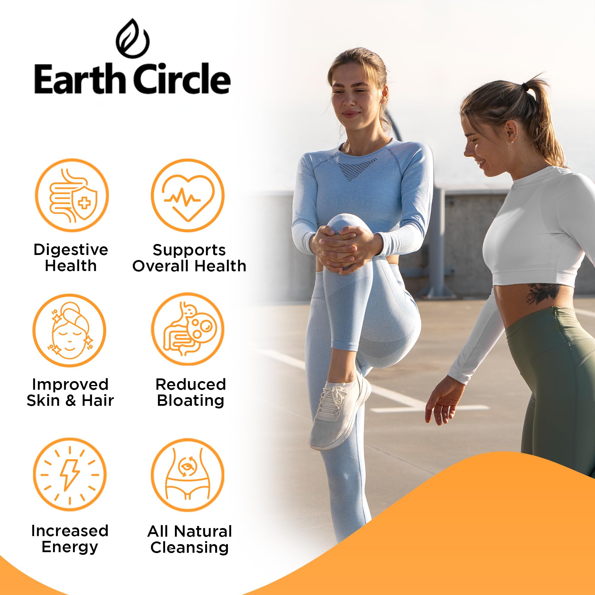 Earth Circle Organics papaya seed capsules label emphasizing purity and enzyme content for digestion