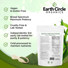 Earth Circle Organics Spirulina smoothie bowl showcases bright green color.