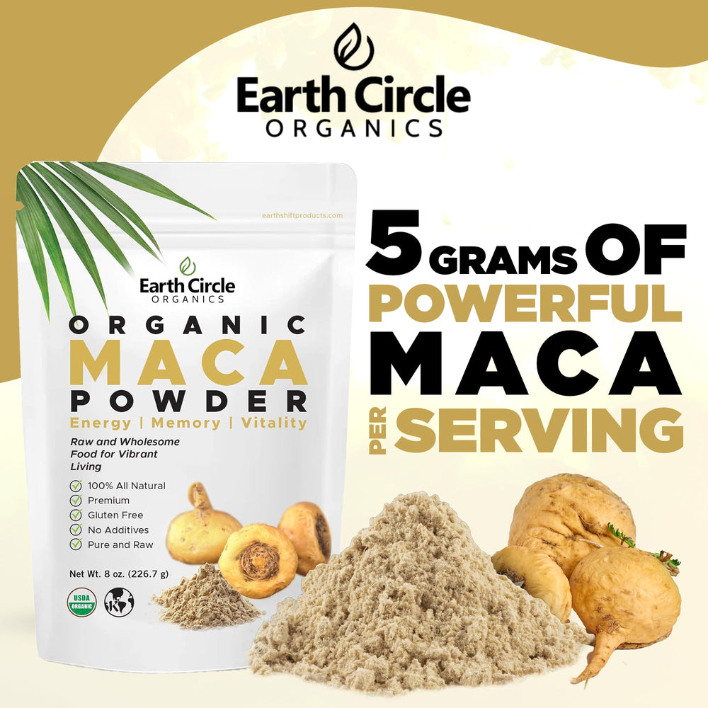 Earth Circle Organics Yellow Maca Powder stirred into latte for a subtle earthy note and flavor.