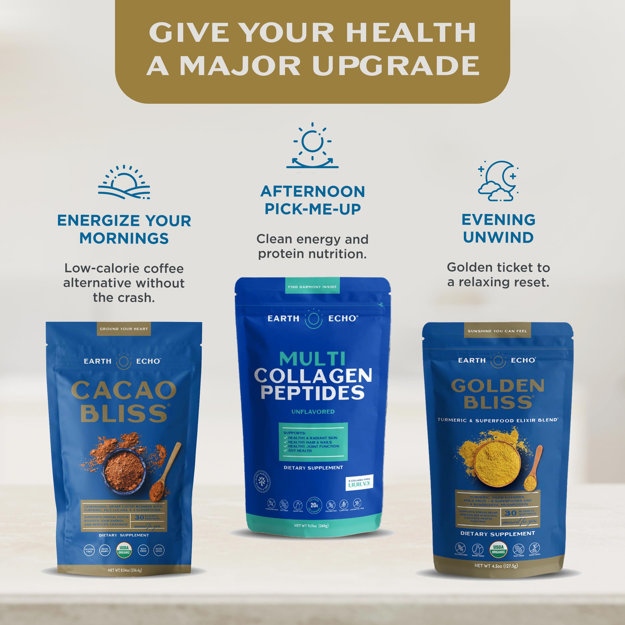 Earth Echo Golden Bliss vegan-dairy-free option supports dairy allergy friendly sips