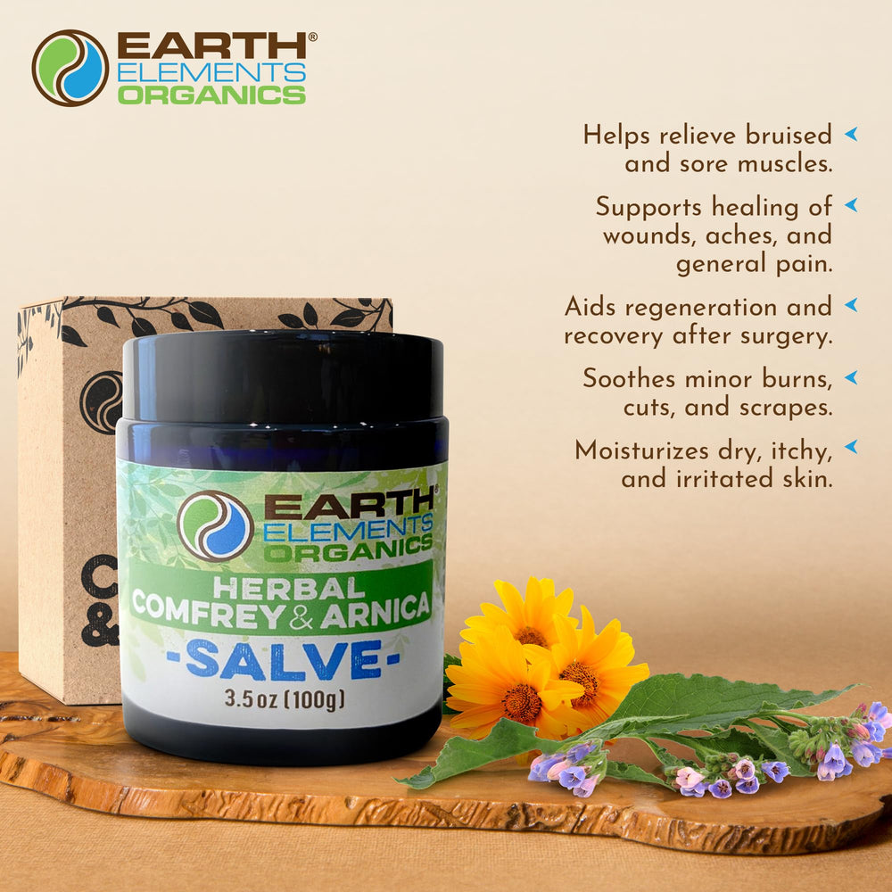 Earth Elements Organics salve being applied to skin in a routine