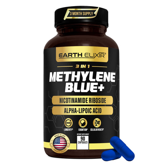 Earth Elixir 3in1 Methylene Blue Capsules bottle for convenient daily dosing