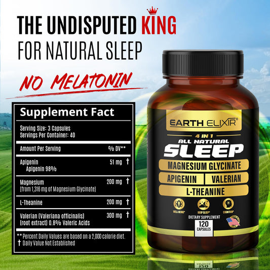 Earth Elixir apigenin capsules close-up supporting calm evenings.