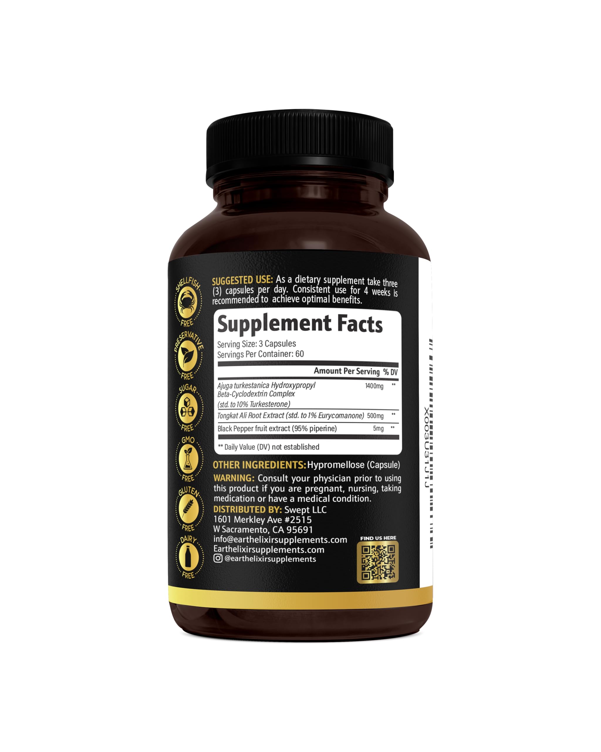 Earth Elixir capsules with athlete in gym scene for lean muscle support
