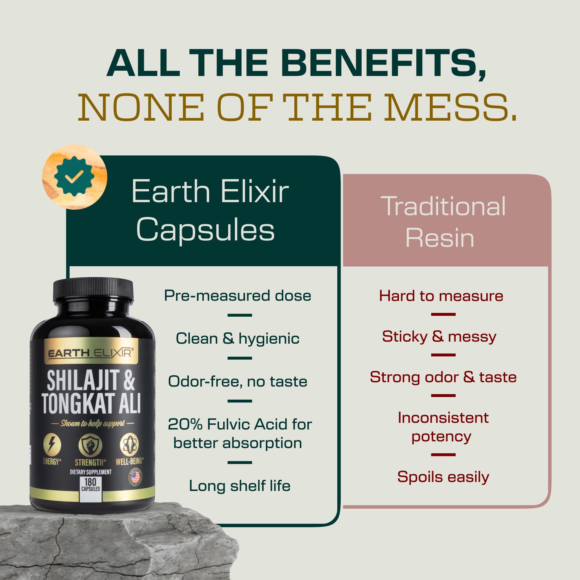 Earth Elixir Clean-label formula with no fillers.