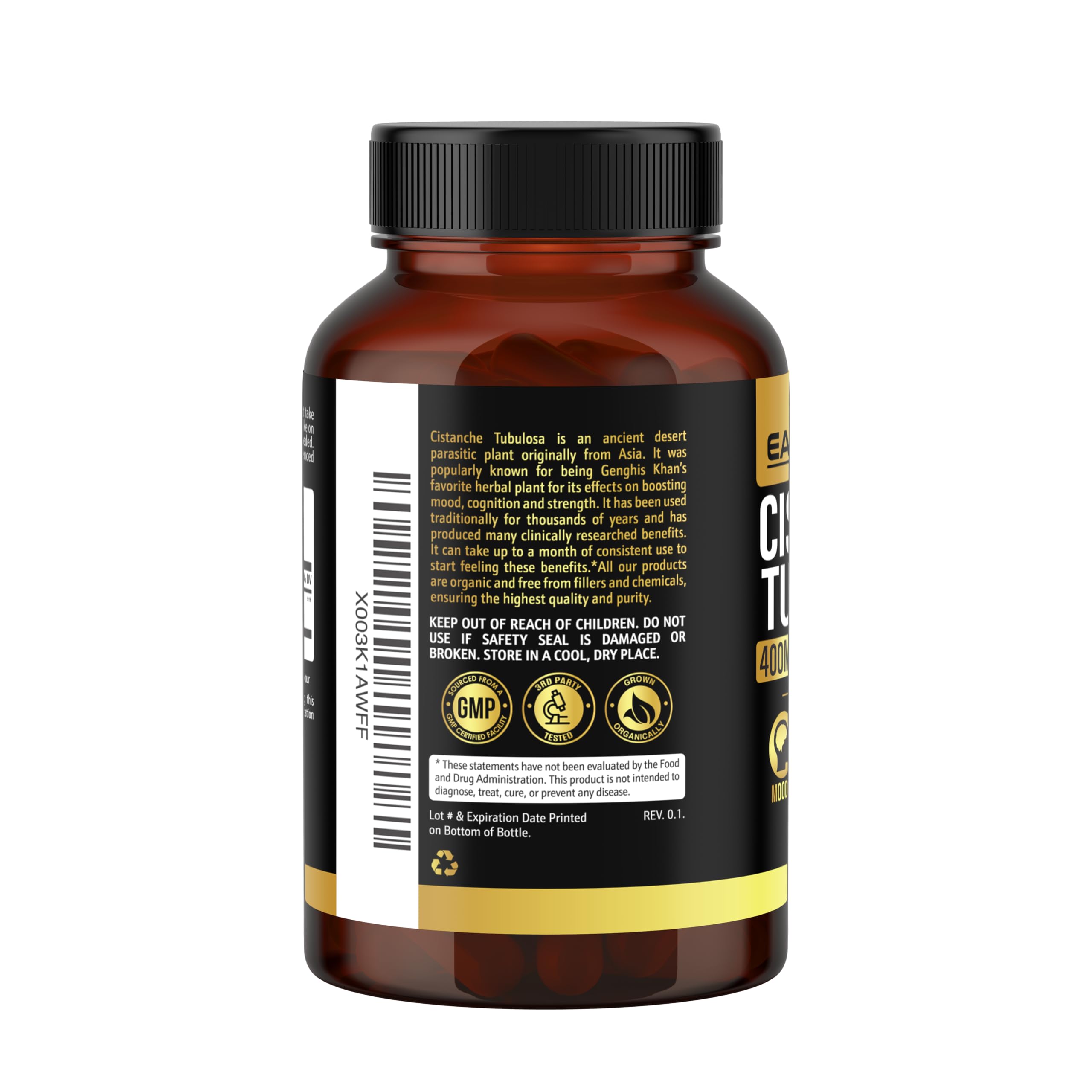 Earth Elixir packaging shows 180 capsules for a convenient 3-month supply.