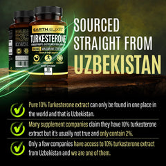 Earth Elixir Turkesterone capsules showcase a clean, single-ingredient formula.