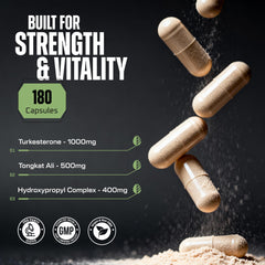 Earth Elixir Turkesterone & Tongkat Ali capsules close-up for easy daily dosing